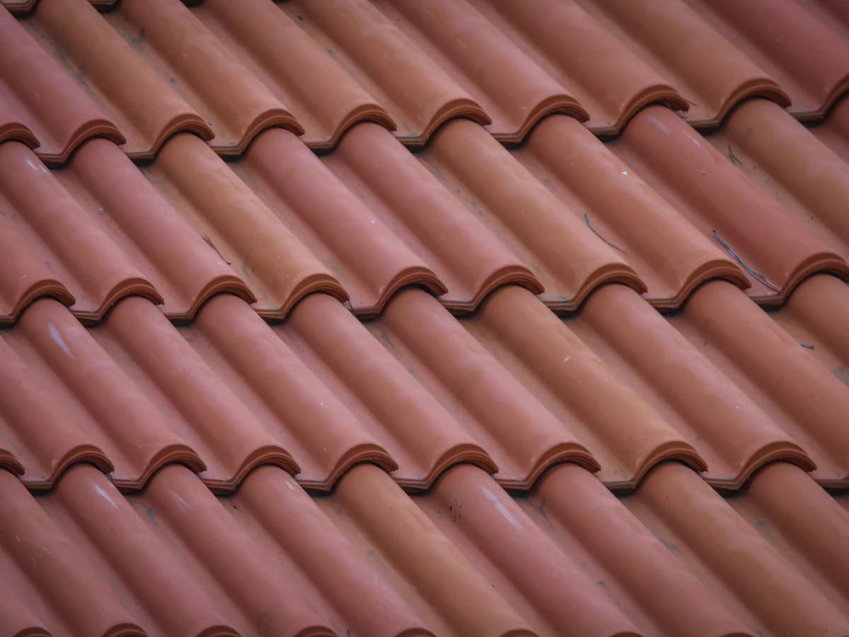 Terracotta roof tiles, close up