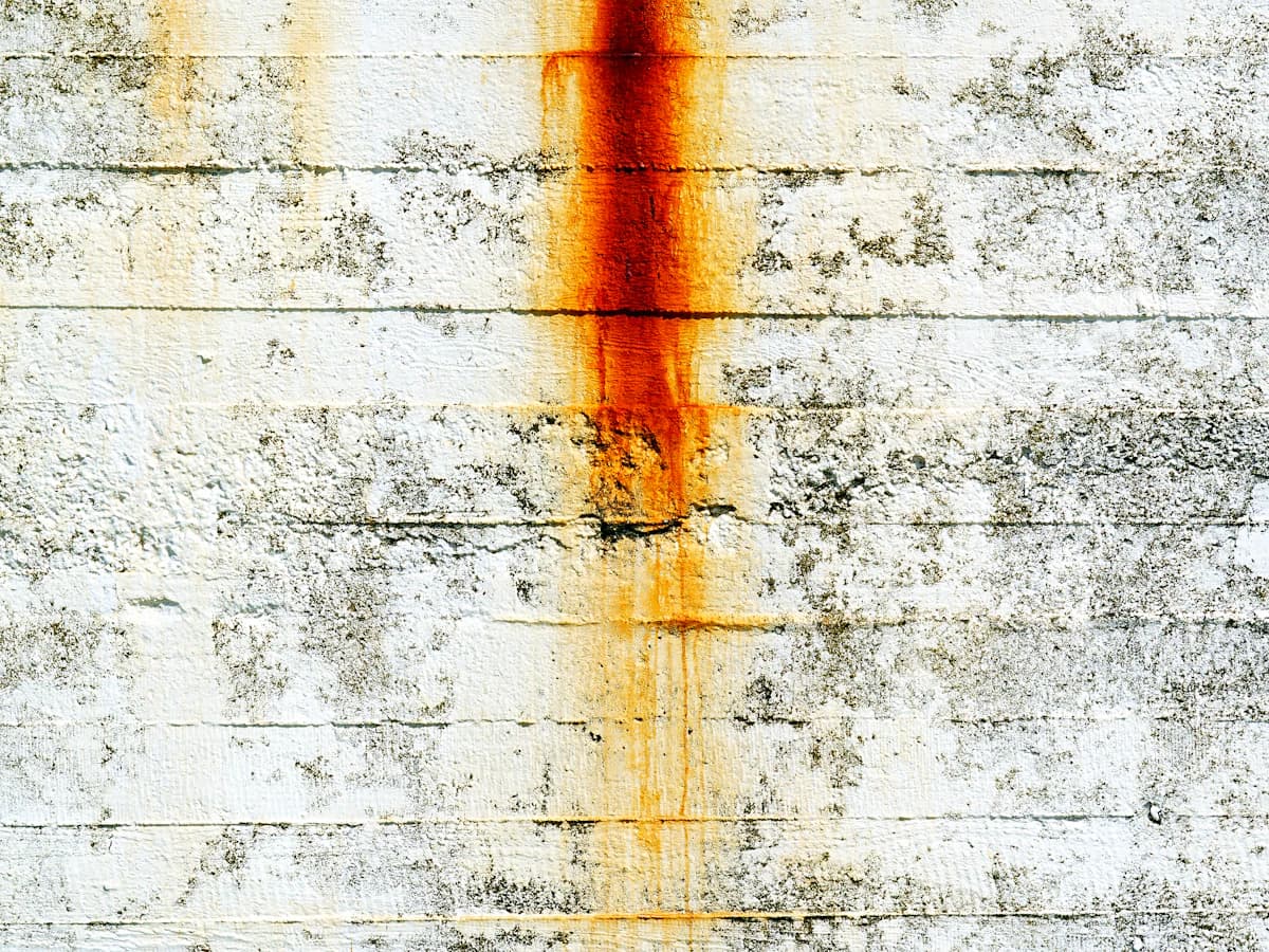 Rust staining on a concrete surface